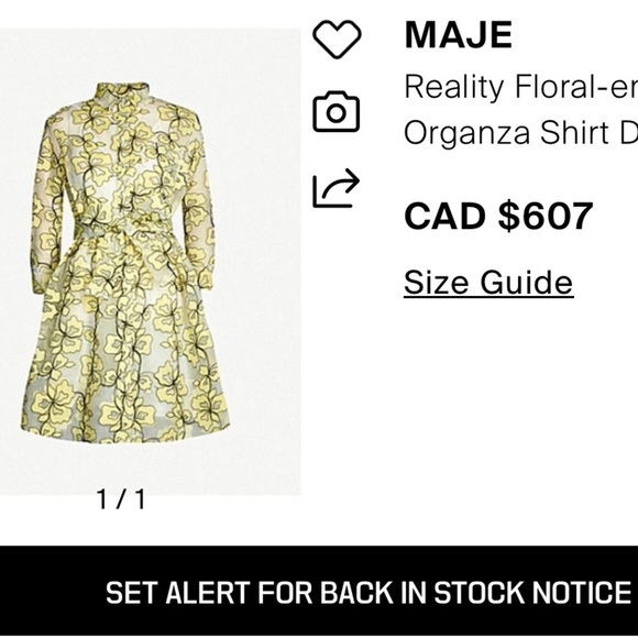 Maje NWOT S  “reality” organza dress never worn. See pics for full description - Picture 13 of 14